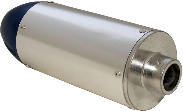 Muffler_ _Performance_CNC_With_Mounting_Bracket_Chrome_and_Blue_5