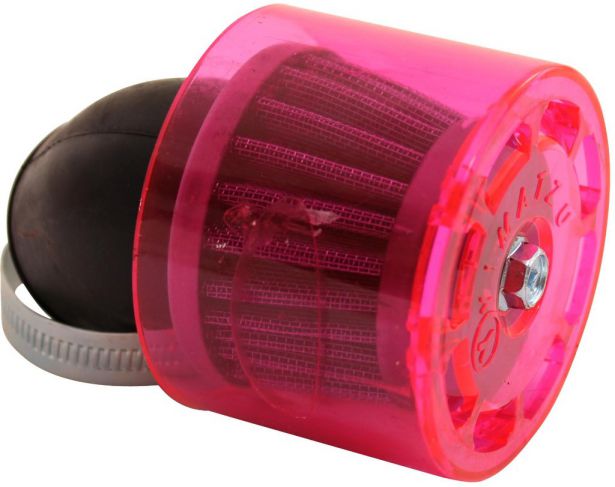 Air Filter - 38mm to 40mm, Conical, Waterproof, Angled, Yimatzu Brand, Red - 60A1362RD - PBC82F1