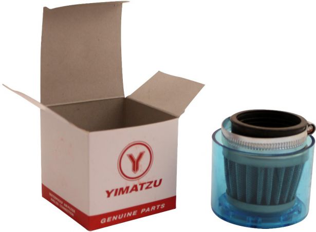 Air Filter - 38mm to 40mm, Conical, Waterproof, Straight, Yimatzu Brand, Blue - 60A1360BU - PBC78F1