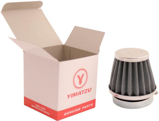 Air Filter - 44mm to 46mm, Conical, Medium Stack (60mm), 2 Stroke, Yimatzu Brand, Chrome - 60P1180CR - PBC42F1