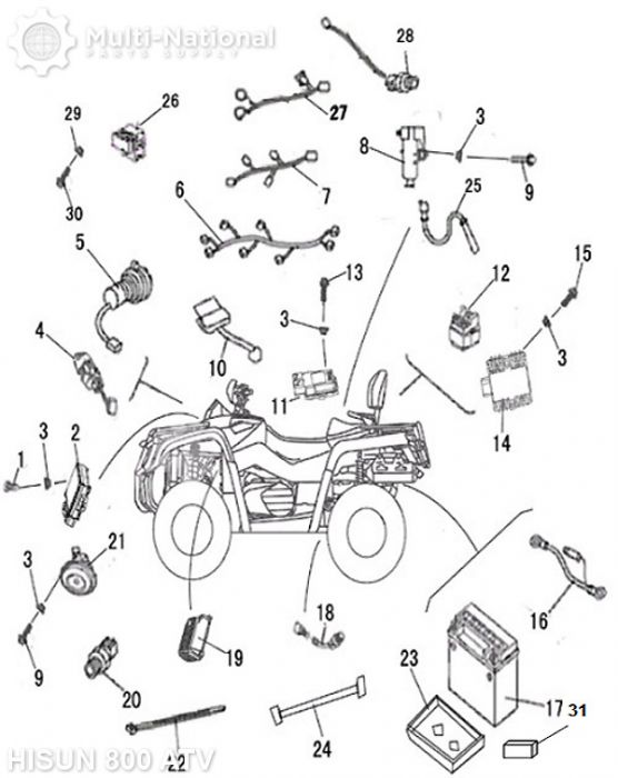Auxiliary DC Plug - 12V, ATV/UTV, Hisun, 400-800cc - 10A7980 - PBC2309F1