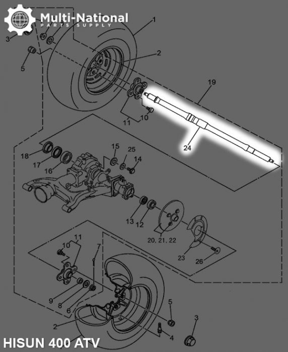 Axle - 97.5cm, ATV, Hisun, 400cc - 70A4640 - PBC554F1