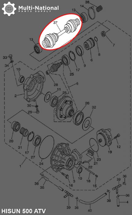 Axle Shaft - Front, ATV, Hisun, 500-700cc - 70A4450 - PBC641F1
