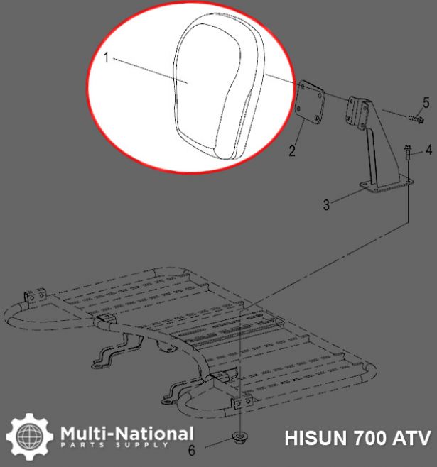 Back Rest - ATV, Hisun, 500-700cc - 70A7157 - PBC556F1