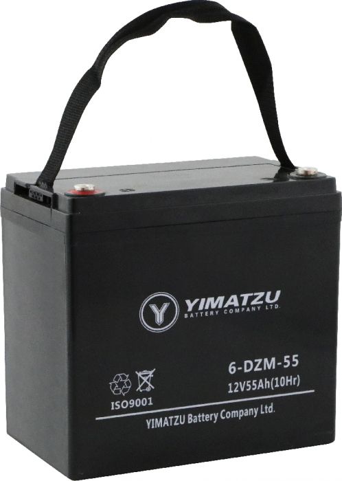 Battery - EV12550 / 6-DCM-55 / 6-DZM-55 / 6-FM-55, Group 22NF, AGM, 12V 58Ah, Yimatzu, Threaded Terminals - BATEV12055 - PBC69EF1