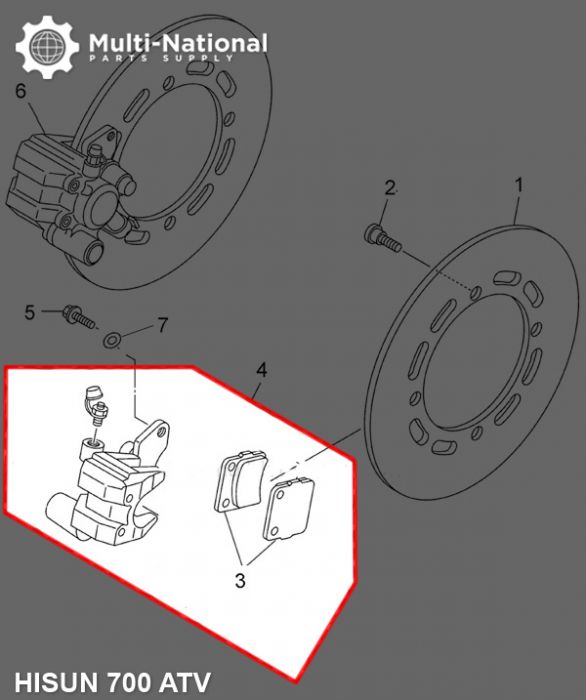 Brake Caliper - Front Right, ATV, Hisun, 500-700cc - 90A7057 - PBC794F1