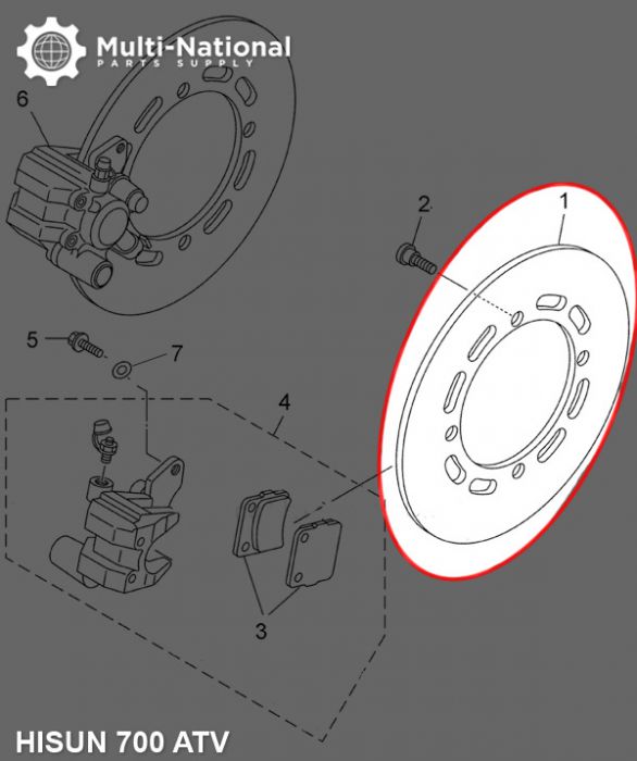 Brake Rotor - 4 Bolt 220mm 107mm Brake Disc, 500-700cc, Hisun - 90A2052 - PBC701F1