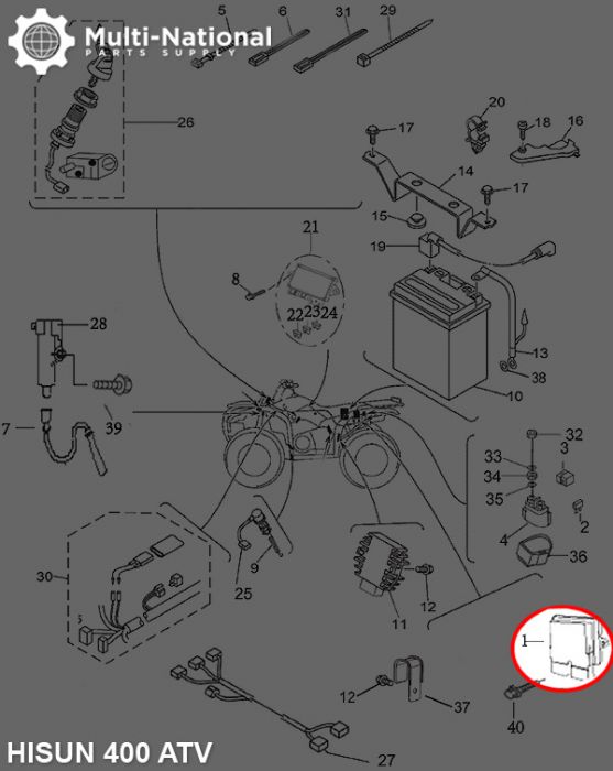 CDI - ATV, 400cc, Hisun - 10A5040 - PBC2362F1
