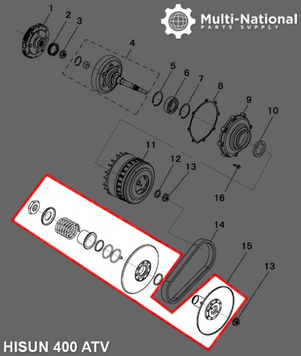 Clutch - CVT, Driver Pulley, Hisun, 400cc, ATV/UTV - 30A3940 - PBC1263F1