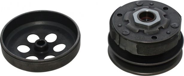 Clutch - Drive Pulley with Clutch Bell, Yamaha, 50cc, 2 Stroke, 16 Spline - 30A3704 - PBC1242F1