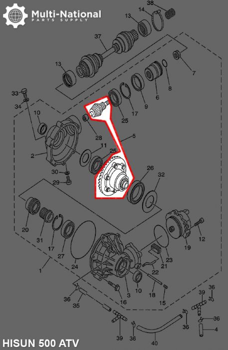 Front Differential Gears - ATV/UTV, Hisun, 400-700cc - 20A7240 - PBC1723F1