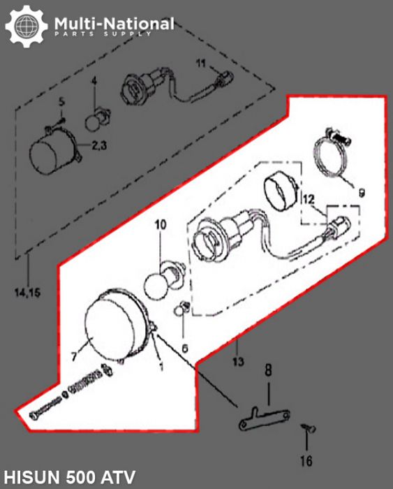 Front Light - 500-700cc, ATV, Hisun - 70A7052 - PBC3143F1