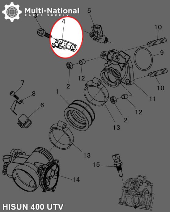 Fuel Injector Mounting Seat - ATV/UTV, Hisun, 400-800cc - 20A7950 - PBC2556F1