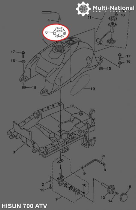 Fuel Tank Cap - ATV, Hisun, 500-800cc - 20A4150BK - PBC2619F1