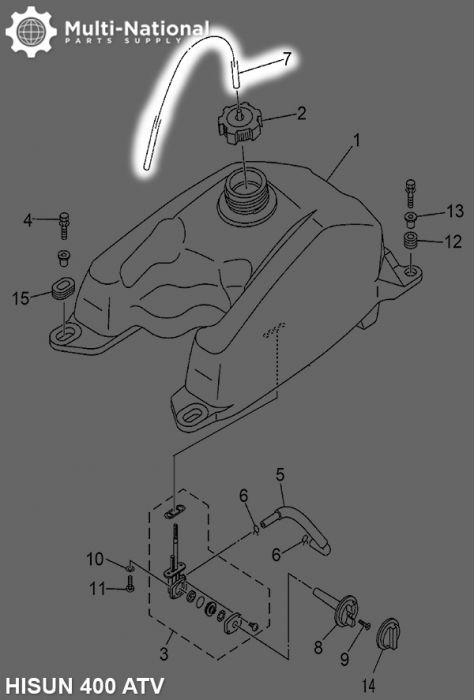 Fuel Tank Vent Pipe - ATV, Hisun, 400-700cc - 20A4250 - PBC2477F1