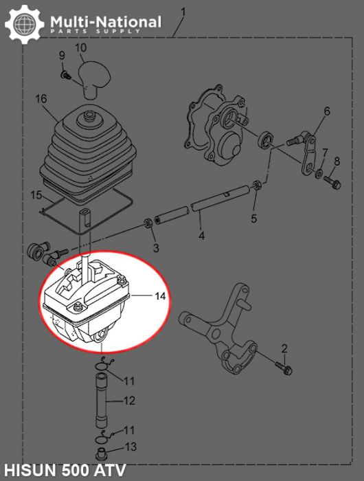 Gearshift Body Assy - ATV, Hisun, 500-700cc - 70A8950 - PBC3031F1