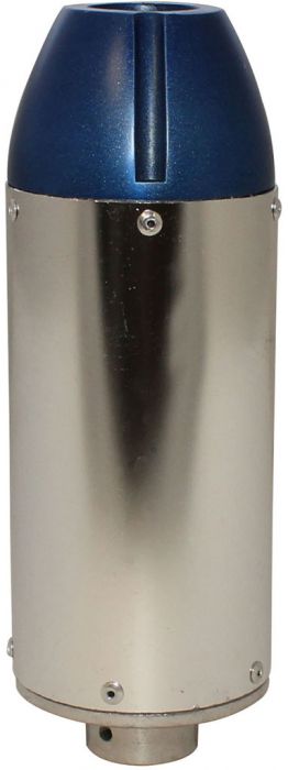 Muffler - Performance CNC, With Mounting Bracket, Chrome and Blue - PBCMFL50F1