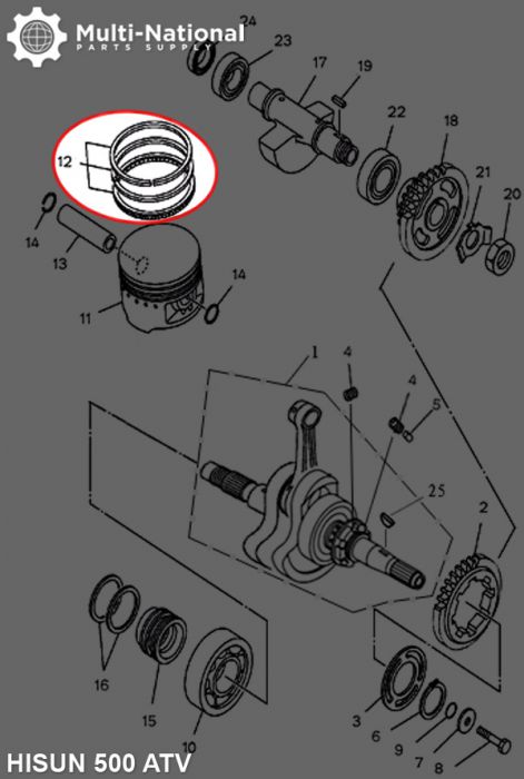 Piston Rings - 86mm, Hisun, 400-500cc, ATV/UTV (5pcs) - 30A8541 - PBC1691F1