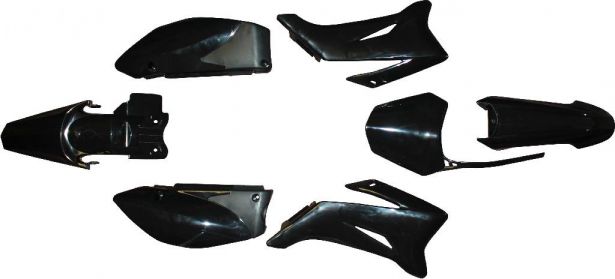 Plastic Set - 110cc, Dirt Bike, Black, Yamaha, TTR110 profile (7pcs) Body Kit / Plastic Set - PBC10679FF1
