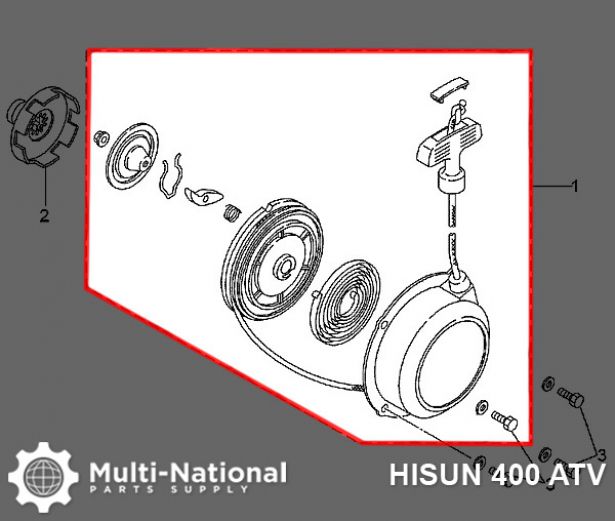 Pull Start - ATV, Hisun, 400-700cc - 30A3740BK - PBC1432F1