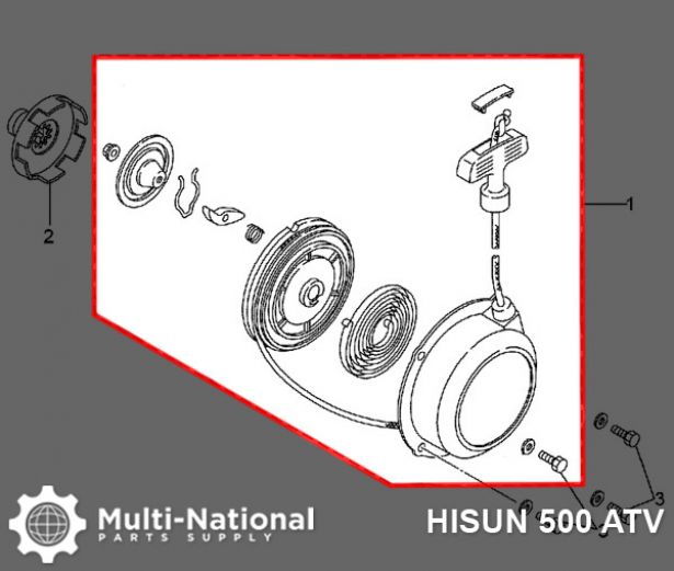 Pull Start - ATV, Hisun, 400-700cc - 30A3740BK - PBC1432F1