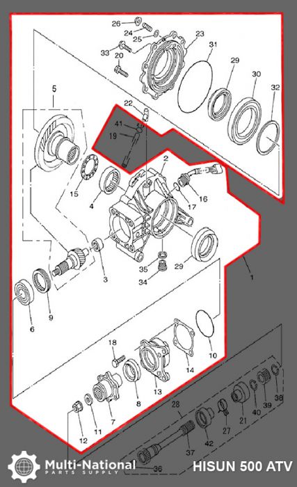 Speed Reducer Assembly - Rear, ATV/UTV, Hisun, 400-700cc - 70A4540 - PBC1539F1