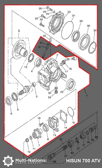Speed Reducer Assembly - Rear, ATV/UTV, Hisun, 400-700cc - 70A4540 - PBC1539F1