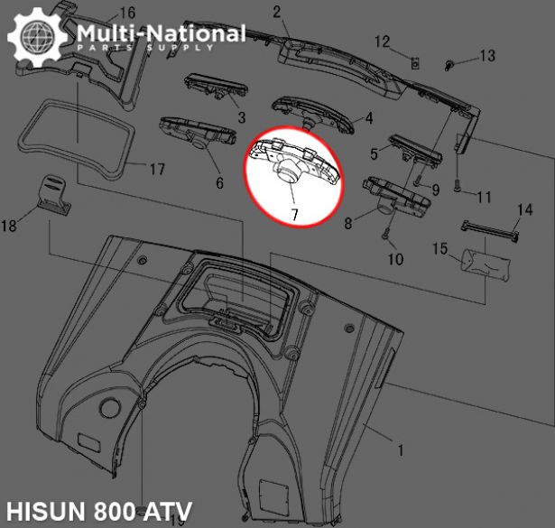 Tail Light Housing - ATV, Hisun, 800cc - 70A7580 - PBC3549EF1