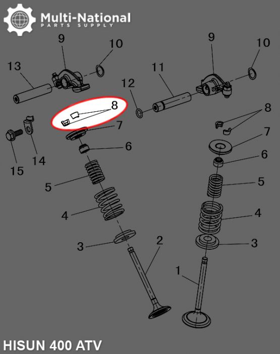 Valve Lock Clip - Seat Valve Spring, Hisun, 400-500cc, ATV/UTV (2pcs) - 20A2440 - PBC1587F1