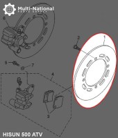 Brake Rotor - 4 Bolt 220mm 107mm Brake Disc, 500-700cc, Hisun - 90A2052 - PBC701F1